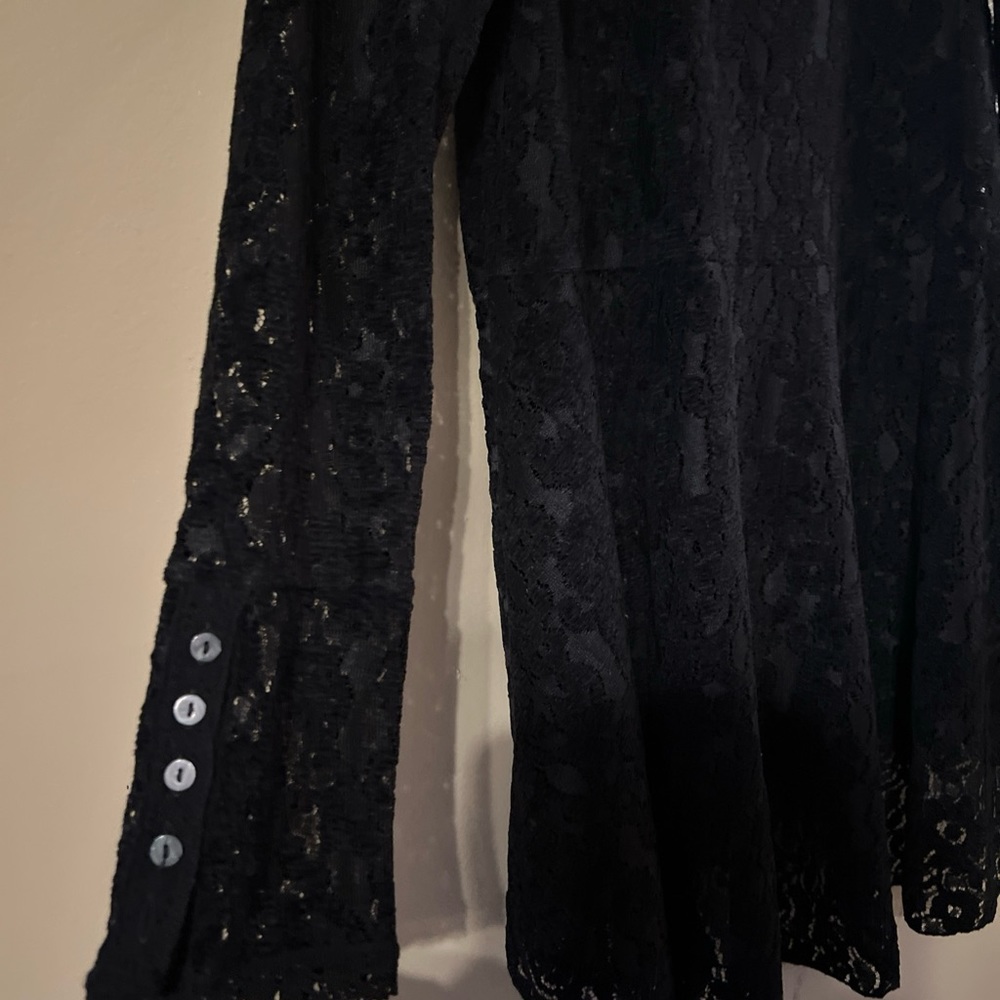 FREE PEOPLE Heather Tunic TOP WOMENS SIZE  S/P  BLACK  Mesh F - Picture 8 of 13